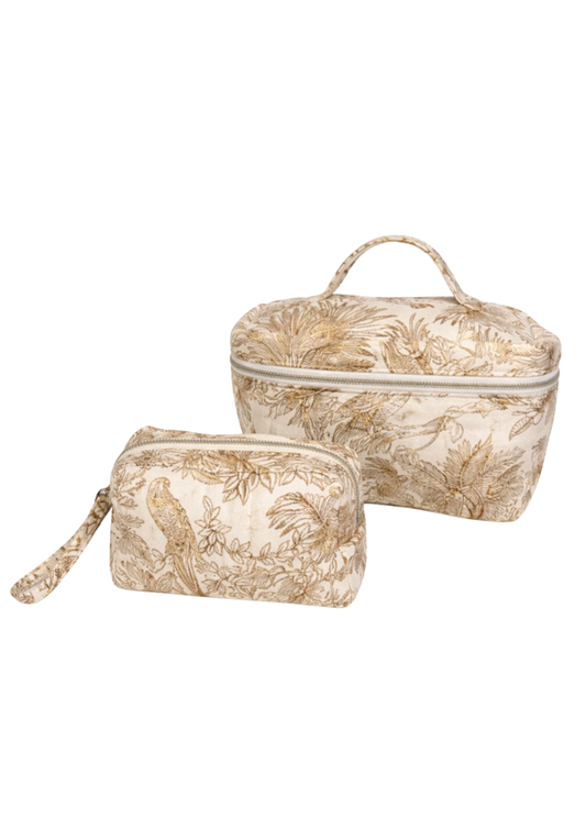 TROPICS IN GOLD VANITY & POUCH SET